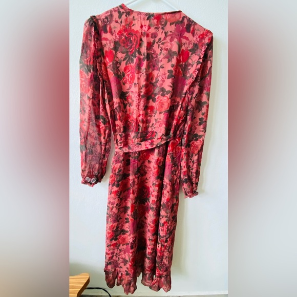 Antropologie Paige Floral Wrap Dress - Red and Black XS - Picture 5 of 6